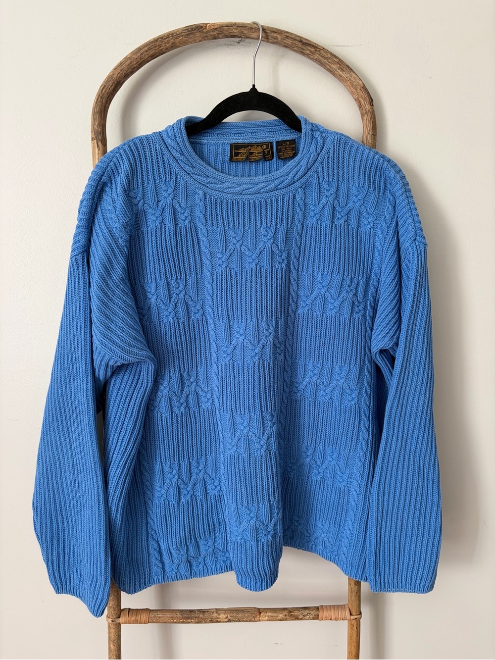 Eddie Bauer Bright Blue Cable-Knit Crewneck Sweater